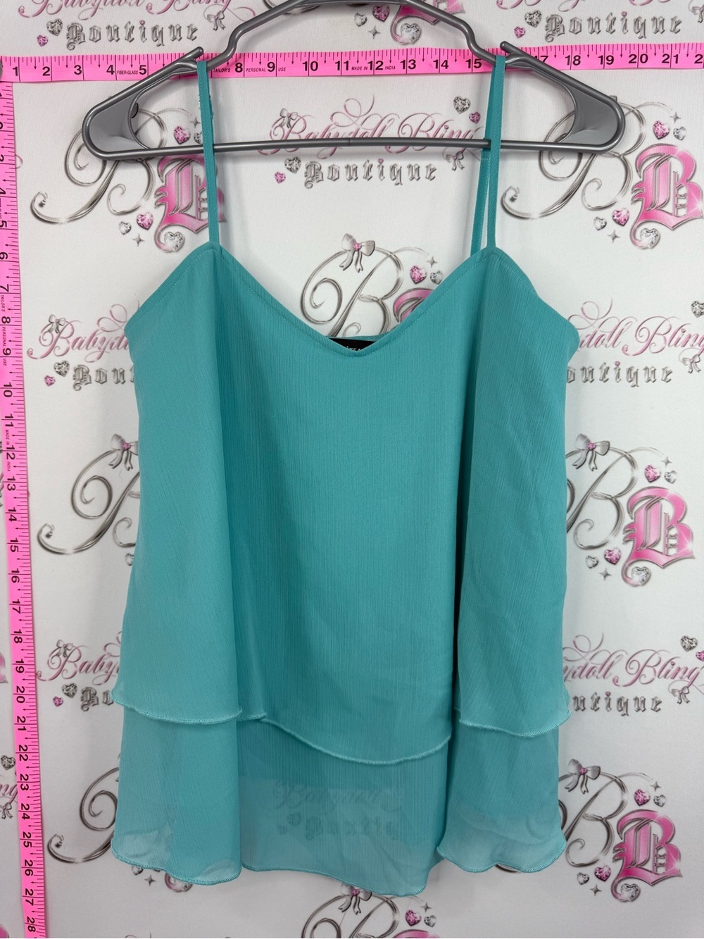 le chateau tank top camisole ruffle Teal Layered Chiffon Camisole
